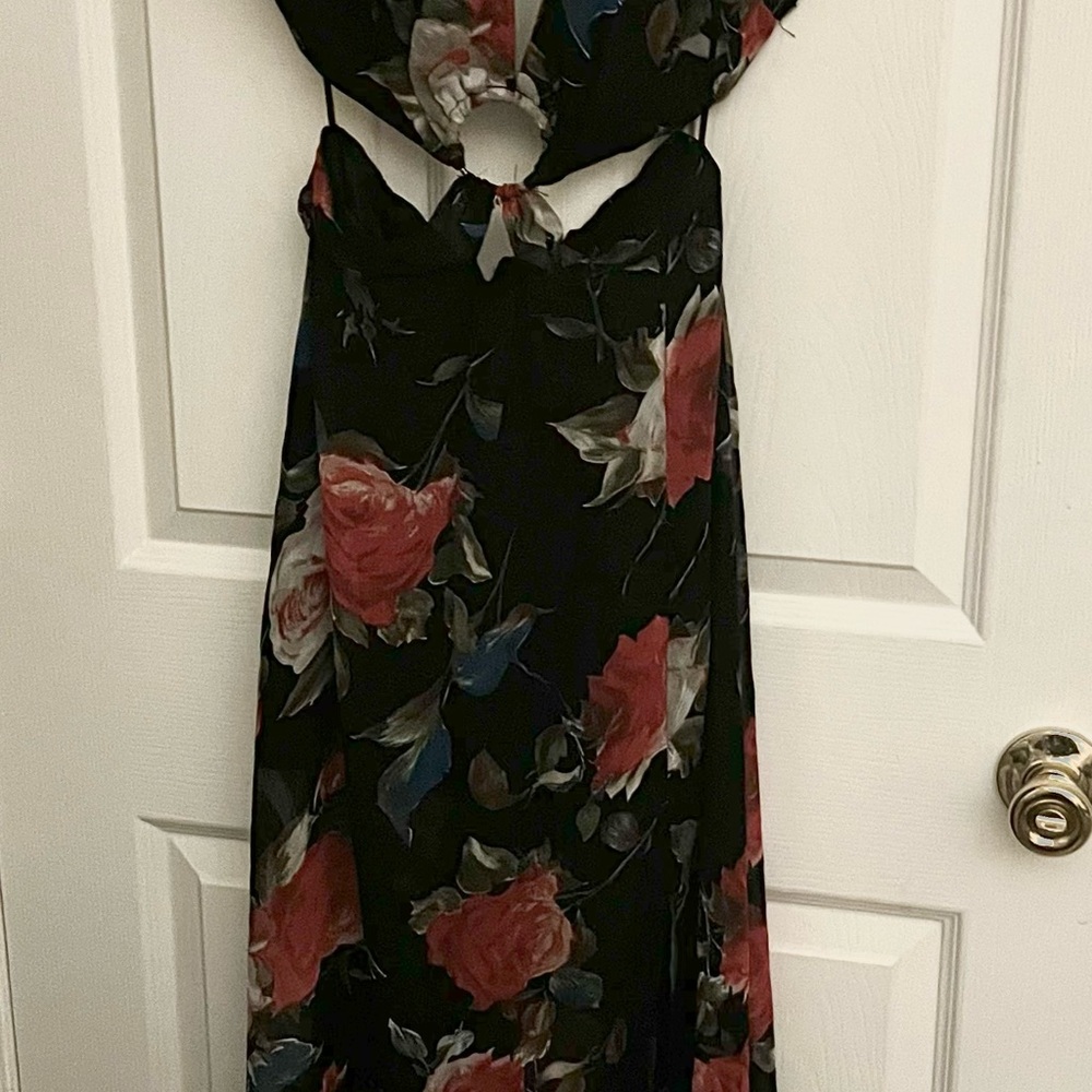Floral Black and Red Women's Maxi Dress